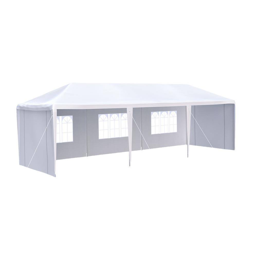 10 ft. x 30 ft. White Wedding Party Canopy Tent Outdoor Gazebo with 5 Remov
