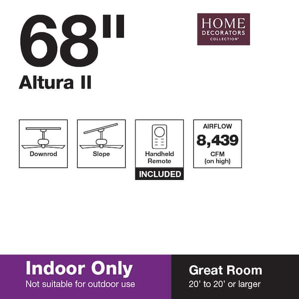 Altura II 68 in. Indoor Bronze Ceiling Fan with Downrod, Remote and Reversible Motor; Light Kit Adaptable