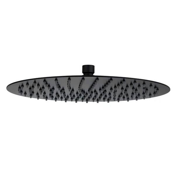 Fapully 1-Spray Patterns with 1.8GPM 12 in, Wall Mount Rainfall Round Fixed Shower Head with Drip Free in Matte Black