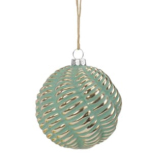4 in. Green and Gold Glass Ball Christmas Ornament