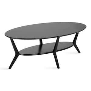 Nylah 47.25 in. Black Oval Solid Wood Coffee Table