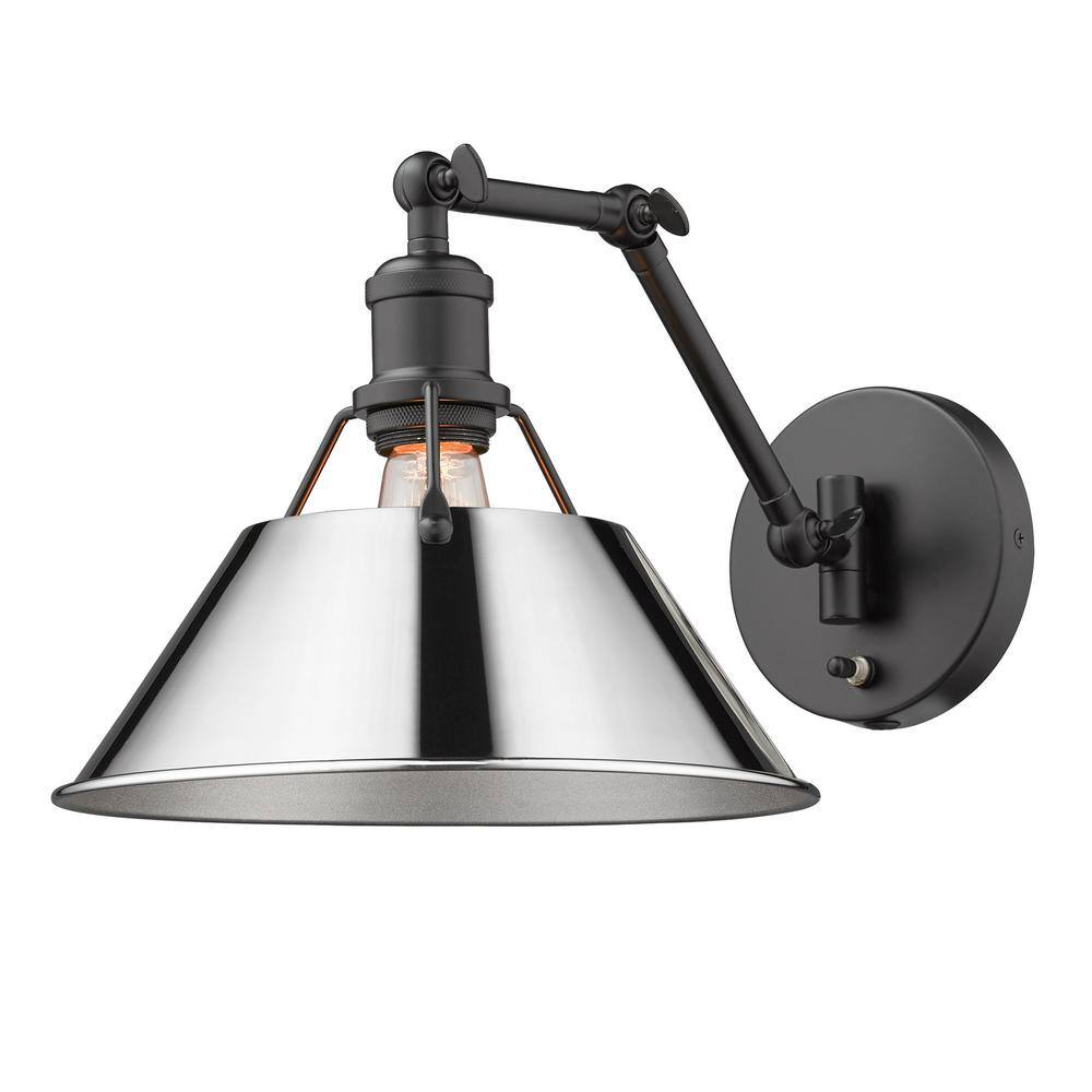 Modern Black Articulating Sconce with Chrome Shade