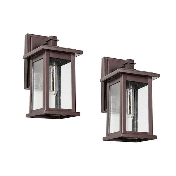 (2-Pack) 1-Light Oil Rubbed Bronze not Motion Sensing Outdoor Hardwired Wall Lantern Sconce, No Bulbs Included