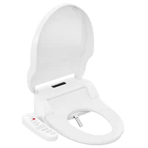 Electric Bidet Seat for Elongated Toilets in White with 4-in-1 Cleaning Mode, Warm Air Drying, Seat Sensor and Heating