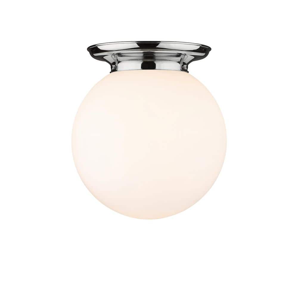 Beacon 14 in. 1-Light Polished Chrome Art Nouveau Flush Mount with Seeded Glass Shade price history on PriceWatchPro