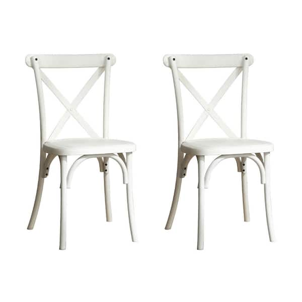 Angel Sar Lime White X-Back Resin Outdoor Dining Chair (Set of 2)