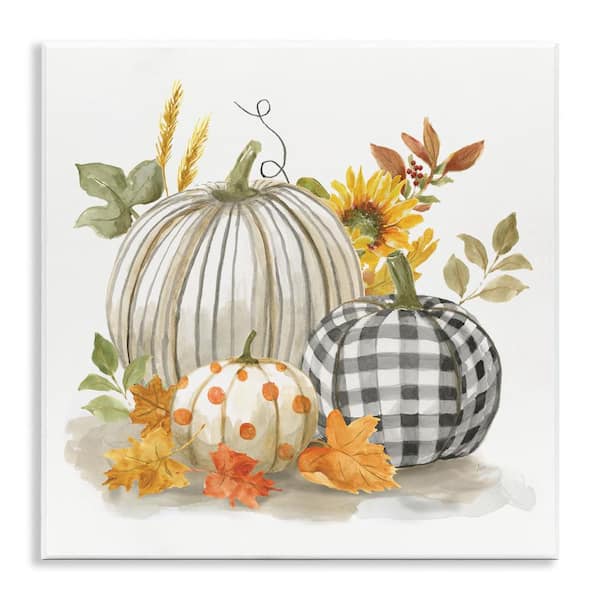 Stupell Industries Patterned Pumpkins Autumn Harvest by Nan 1 Piece Unframed Nature Graphic Art Print 12 in. x 12 in.
