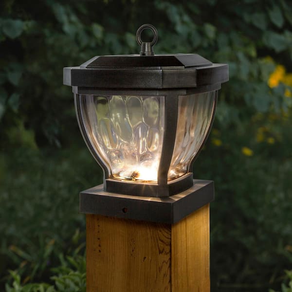 Manchester 4 in. x 4 in. Dark Bronze ABS Plastic Outdoor LED Solar Post Cap (2-Pack)