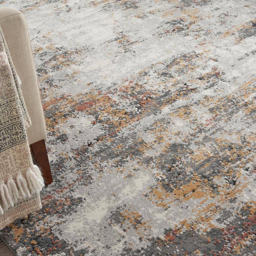 Abstract Gray 8' x 10' Power-Loomed Synthetic Area Rug