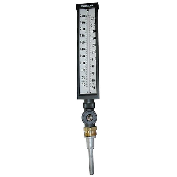 HVAC Gold Case Thermometer Liquid 2'' Aluminum 4.5'' 50 / 400 F / C 1 / 2''  NPT Bottom