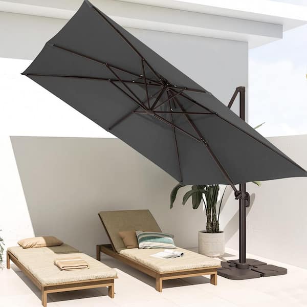 JEAREY SunShade Deluxe 10 ft. Square Cantilever Umbrella with Cover Heavy-Duty 360° Rotation Patio Umbrella in Gray