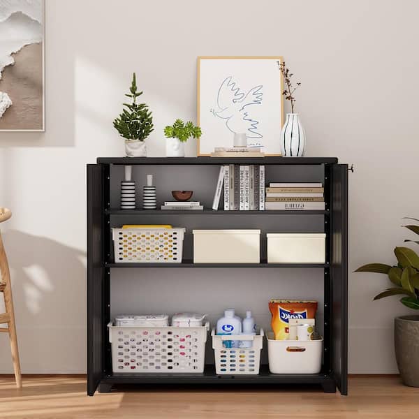 Anqtovp Plastic 34x15x34 Inch Outdoor Kitchen Cabinet with Shelf