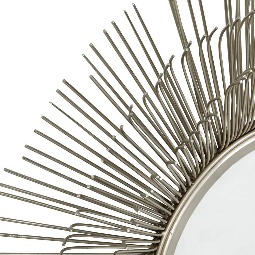 28.5" Silver Sunburst Round Wall Mirror