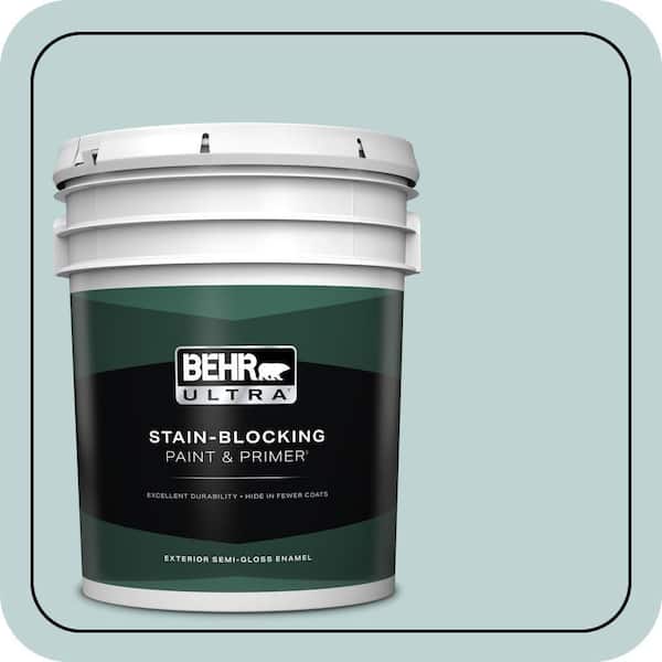 BEHR ULTRA 5 gal. #500E-3 Rain Washed Semi-Gloss Enamel Exterior Paint & Primer