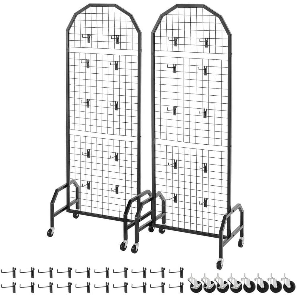 2-Pack 1.9 ft. x 5.4 ft. Grid Wall Panels, Wire Grid Panels Display Rack Movable Art Display Shelf with 20-Hook price history on PriceWatchPro