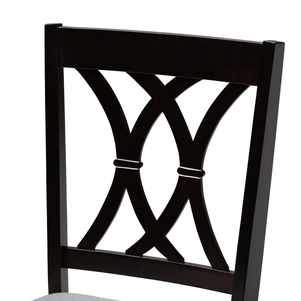 Parsons High Slat-Back Gray Fabric & Espresso Wood Dining Chair Set of 4