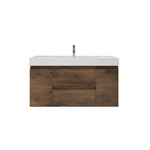 Fortune 48 in. W Bath Vanity in Rosewood with Reinforced Acrylic Vanity Top in White with White Basin