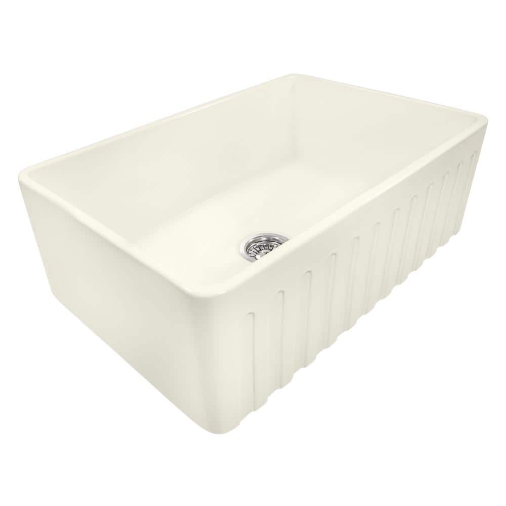 Biscuit Fireclay Single Bowl Farmhouse Apron-Front Sink
