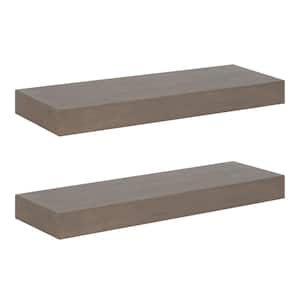 Havlock 8.00 in. x 24.00 in. Gray Wood Floating Decorative Wall Shelf Set of 2