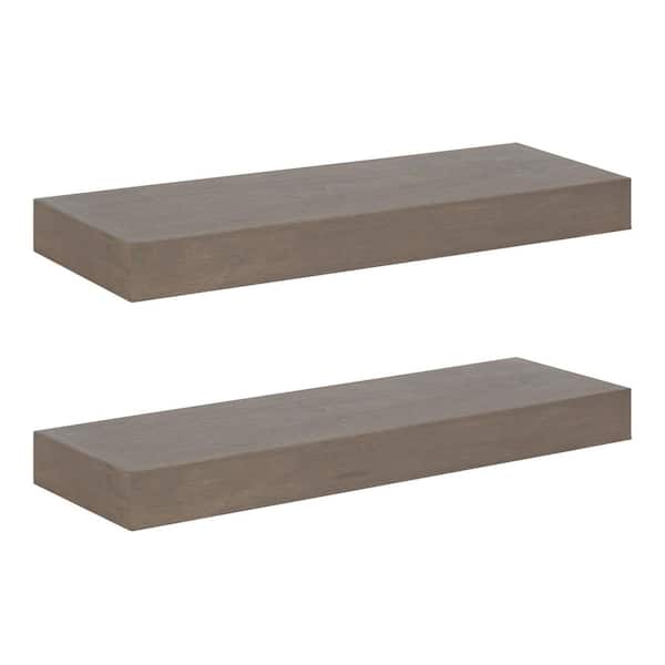 Kate and Laurel Havlock 8.00 in. x 24.00 in. Gray Wood Floating Decorative Wall Shelf Set of 2