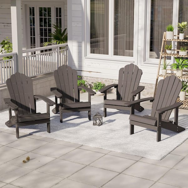 Coffee Weather Resistant Plastic Adirondack Chair (Set of 4)