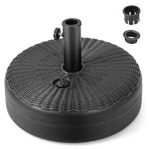 18 in. Fillable Round Patio Umbrella Base Stand Holder Fit Pole 1.5 in./1.9 in. Weighted in Black