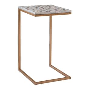 Rhonda 18 in. Gold Rectangle Capiz Shell Accent End Table