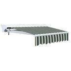10 ft. Luxury L Series Semi-Cassette Electric w/ Remote Retractable Patio Awning (98 in. Projection) Green/Beige Stripes