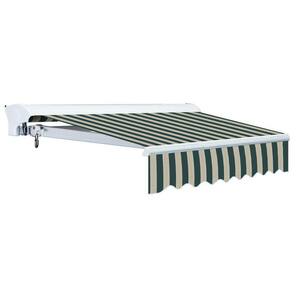 10 ft. Luxury L Series Semi-Cassette Manual Retractable Patio Awning (98 in. Projection) in Green/Beige Stripes