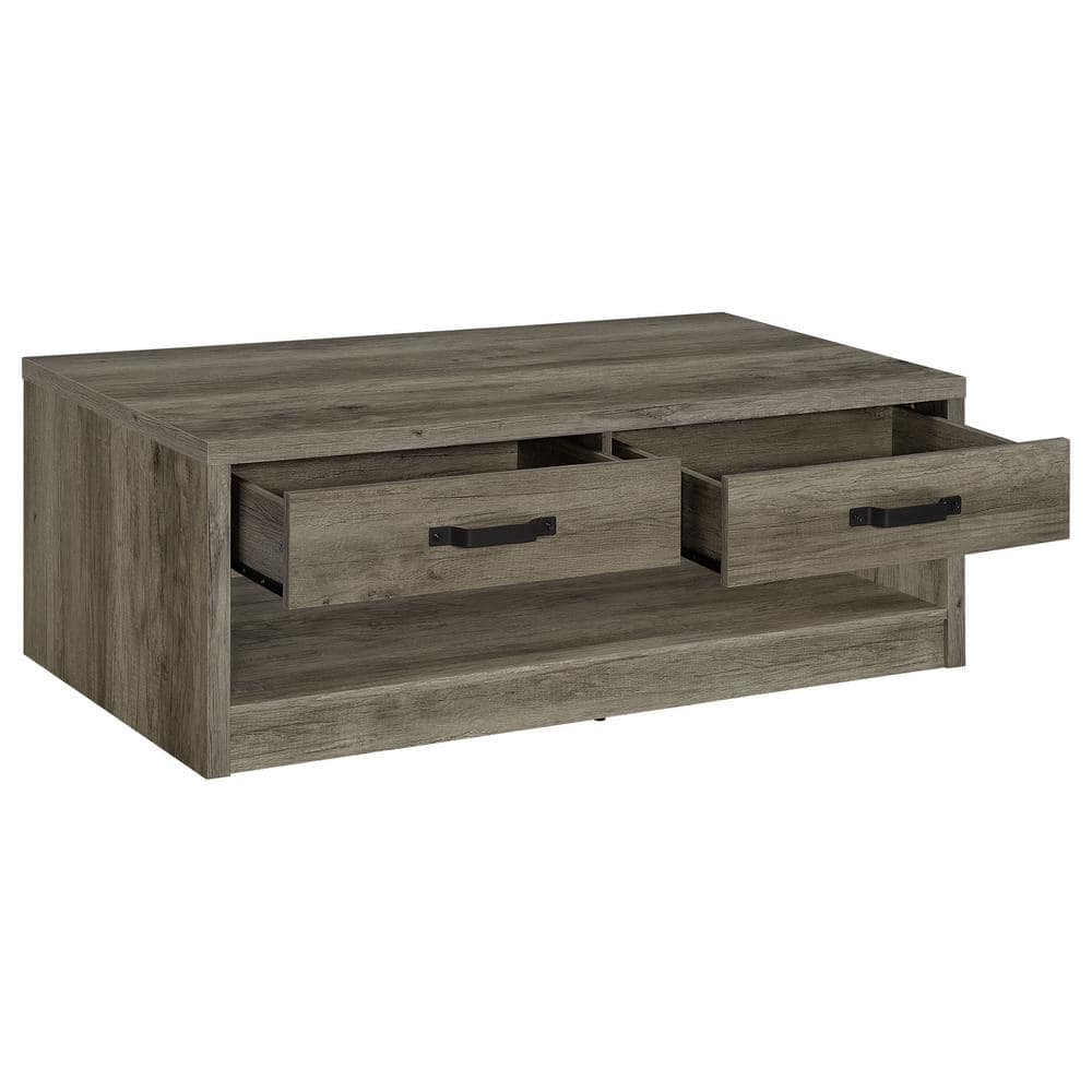 Rustic Gray Driftwood Rectangular Coffee Table with Storage