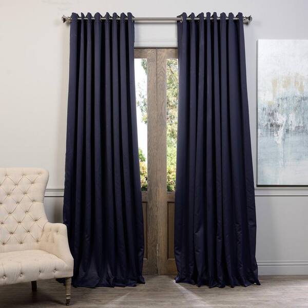 Exclusive Fabrics & Furnishings Semi-Opaque Navy Blue Grommet Doublewide Blackout Curtain - 100 in. W x 96 in. L (1 Panel)