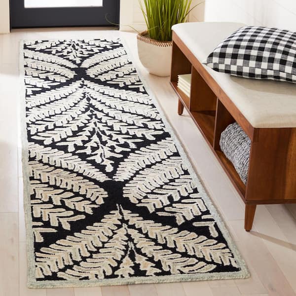 Capri 2 ft. x 11 ft. Black/Ivory Abstract Runner Rug
