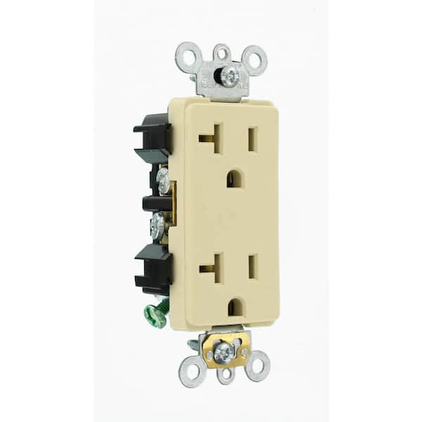 Leviton Decora Plus 20 Amp 125 V Industrial Grade Duplex Outlet/Receptacle, Ivory (1-Pack) 16352-I