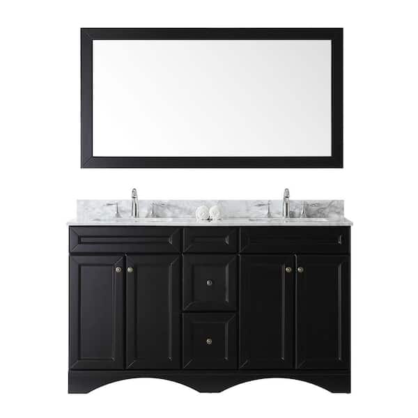 Virtu USA Talisa 60 in. W Bath Vanity in Espresso with Marble Vanity Top in White with Square Basin and Mirror