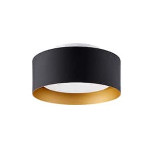 Lynch 10 in. 1-Light Black and Gold Flush Mount Ceiling Fixture