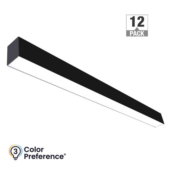 ETI LIGHTING 8-Pack 4 ft. Integrated LED Black Strip Light Fixture Architectural Linear Power Cord Kit 3000K 4000K 5000K 120-277V