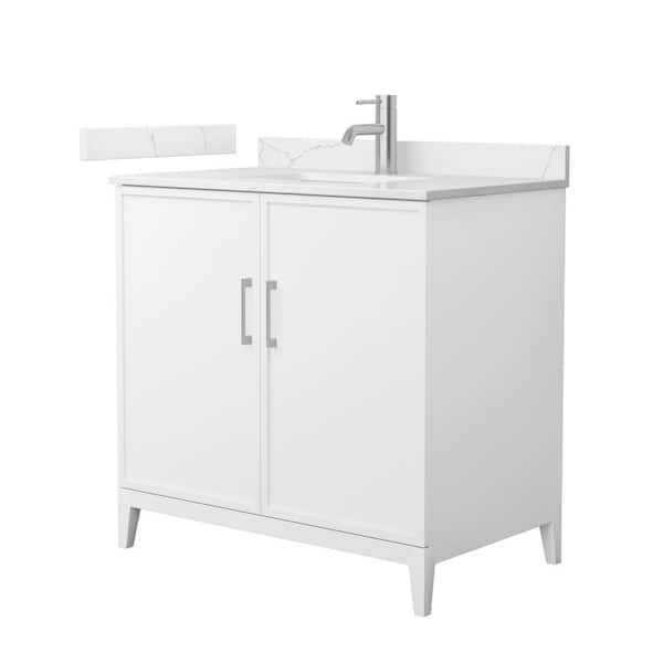 Wyndham Collection Elan 36 in. W x 22 in. D x 35 in. H Single Bath Vanity in White with Giotto Quartz Top