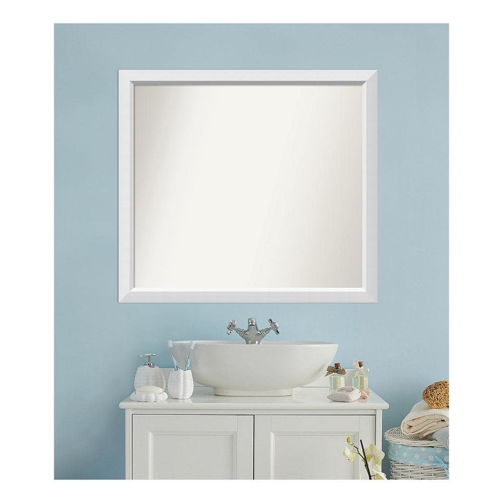 Blanco White Rectangular Wood Bathroom Vanity Mirror