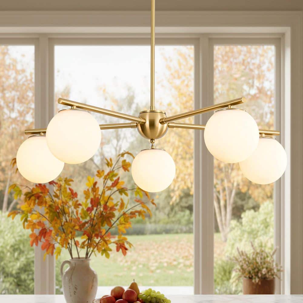 Rennnsan Serin 35.4 in. 5-Light Brass Sputnik Modern Chandelier