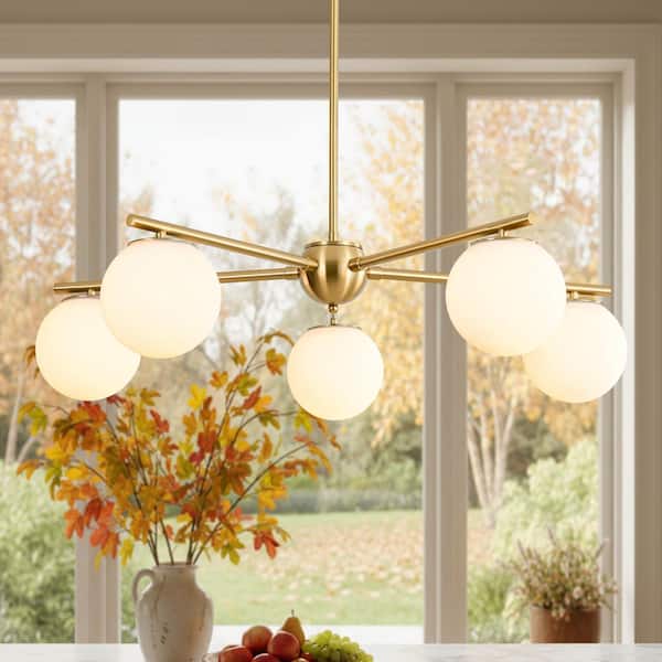Rennnsan Serin 35.4 in. 5-Light Brass Sputnik Modern Chandelier