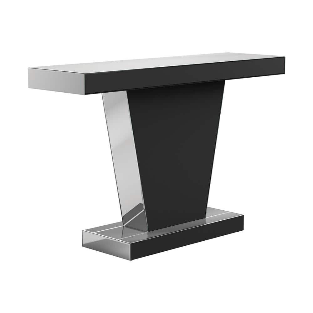 Silver Mirrored Glass and Wood Console Table, 47"