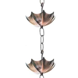 6 ft. Metal Rain Chain with 8 Cups Decorative Gutter Downspout Replacement Umbrella Bell Design Outdoor Use