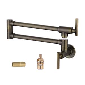Wall Mounted Pot Filler with Double Joint Swing Arms in Antique Bronze