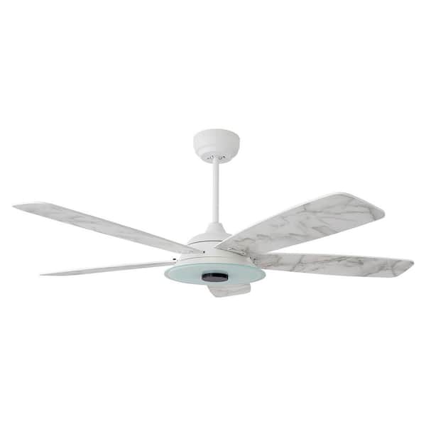 CARRO Striker 56 in. Indoor/Outdoor White Smart Ceiling Fan, Dimmable LED Light and Remote, Works with Alexa/Google Home/Siri