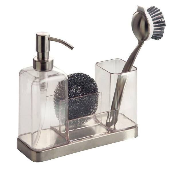 interDesign 2 Soap Brush Caddy in Clear/Brushed Stainless Steel Forma
