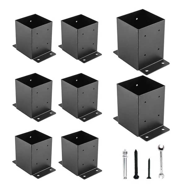 4 x 4 Post Base 3.6 x 3.6 Inner Size Heavy Thick Steel Black Powder Coated for Deck Porch Fence Support 8 Pieces