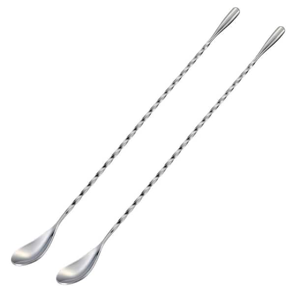12 in. Stainless Steel Bar Spoon and Cocktail Mixing Stirrers with Long Handle for Drink Mixing and Stirring (2-Pack)