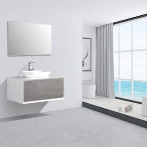 Santa Monica 30 in. W x 22 in. D x 16 in. H Single Bathroom Vanity in Gray with White Vessel Sink