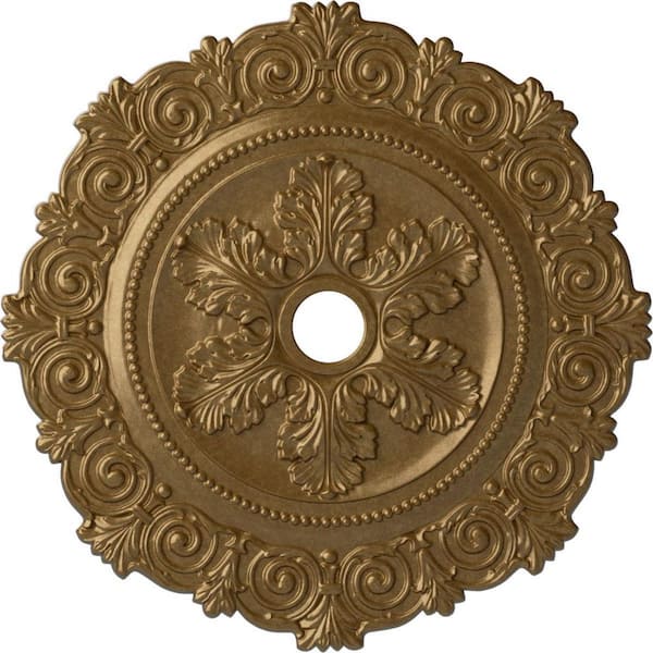 Ekena Millwork 1 in. x 33-1/4 in. x 33-1/4 in. Polyurethane Scroll Moulding, Pale Gold