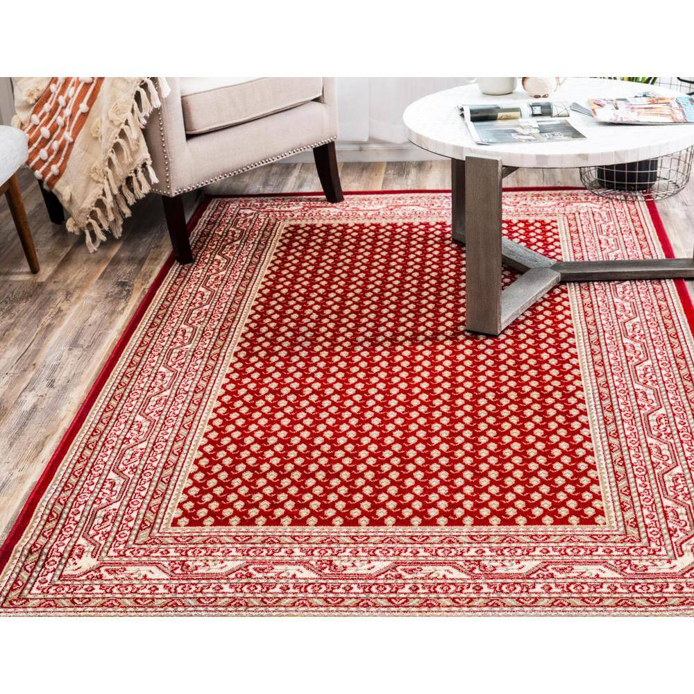 Red and Ivory Braided Synthetic 6' x 9' Rectangular Area Rug